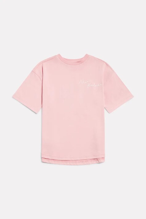 New Balance T-shirt dziecięcy bawełniany różowy YT62J1FR