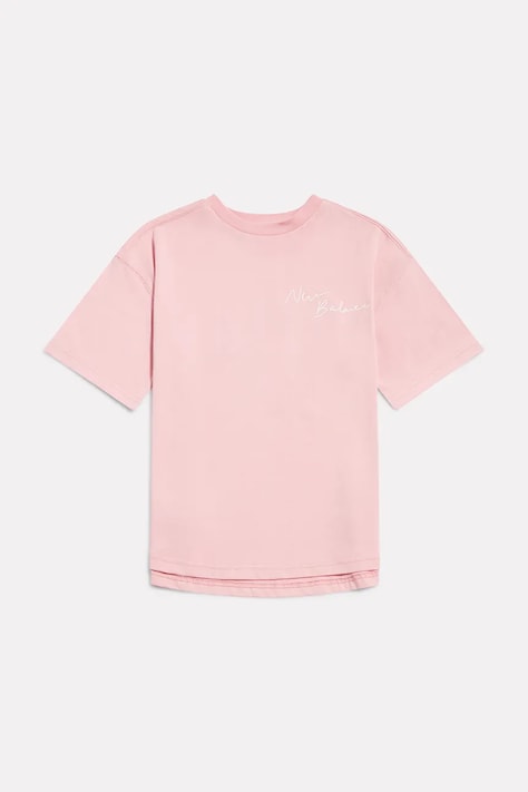 New Balance T-shirt dziecięcy bawełniany różowy YT62J1FR