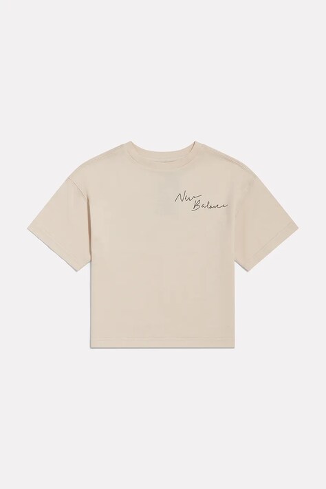 New Balance T-shirt dziecięcy bawełniany beżowy YT62J1FR