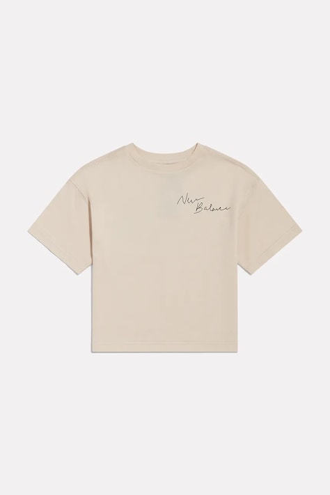 New Balance T-shirt dziecięcy bawełniany beżowy YT62J1FR