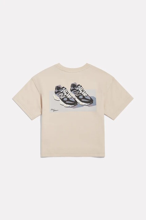 New Balance T-shirt παιδικό βαμβακερό μπεζ YT62J1FR