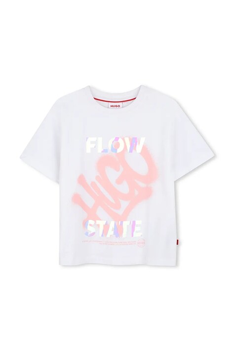 HUGO T-shirt dziecięcy bawełniany biały G01264