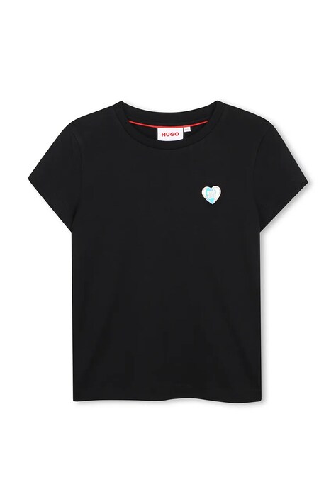 HUGO T-shirt dziecięcy bawełniany czarny G01259