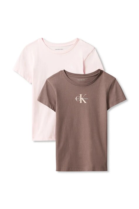 Calvin Klein Jeans T-shirt dziecięcy bawełniany 2-pack różowy LVCKFJA36G