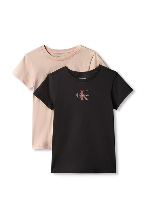 Calvin Klein Jeans T-shirt dziecięcy bawełniany 2-pack różowy LVCKFJA36G
