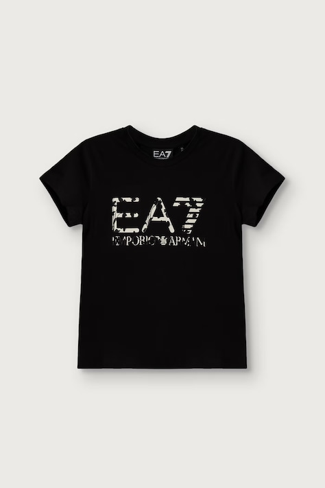 EA7 Emporio Armani T-shirt dziecięcy bawełniany z elastanem czarny 7G000244 AF18401