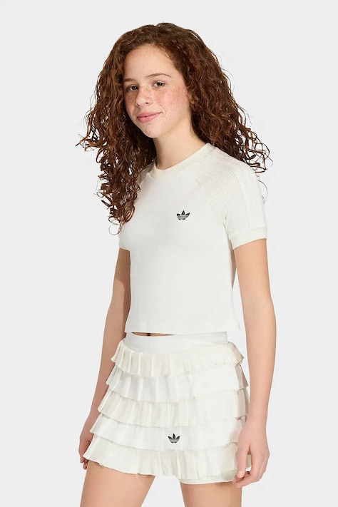 adidas Originals t-shirt per bambini in cotone con elastan bianca KR3925