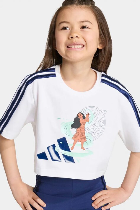adidas T-shirt dziecięcy bawełniany z elastanem DISNEY biały KG6136