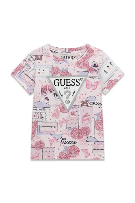 Guess t-shirt παιδικό βαμβακερό με ελαστάν ροζ K6YI05 K3668