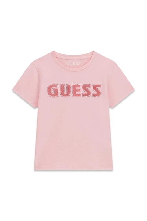 Guess T-shirt dziecięcy bawełniany z elastanem różowy J6YI12 K4421