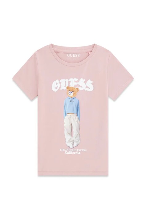 Guess tricou pentru copii, din bumbac cu elastan roz J6YI08 K3710