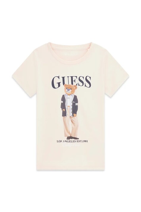 Guess T-shirt dziecięcy bawełniany z elastanem różowy J6YI08 K3710