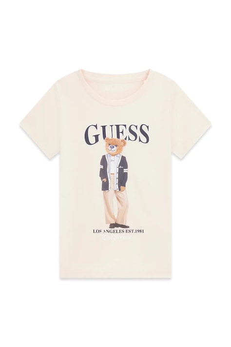 Guess T-shirt dziecięcy bawełniany z elastanem różowy J6YI08 K3710