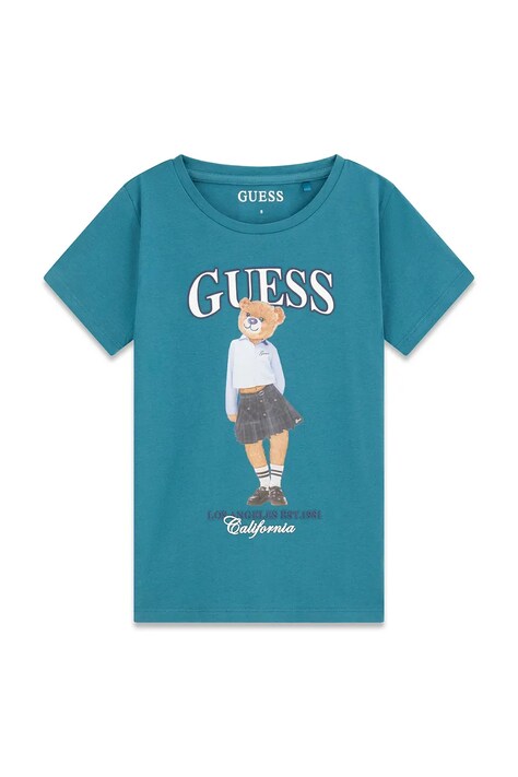 Guess tricou pentru copii, din bumbac cu elastan turcoaz J6YI08 K3710