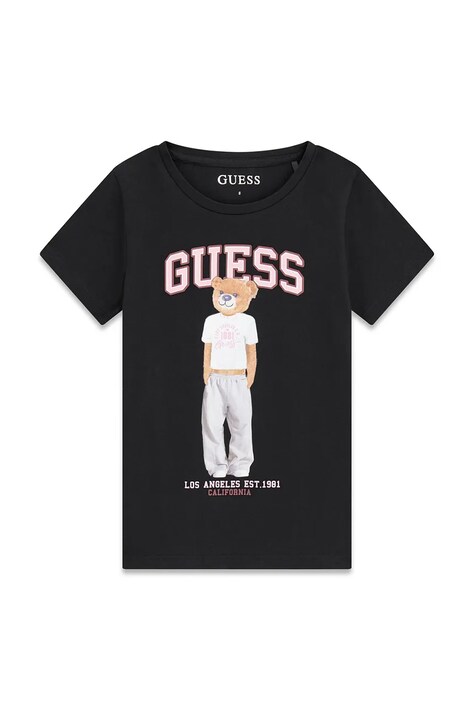 Guess tricou pentru copii, din bumbac cu elastan negru J6YI08 K3710