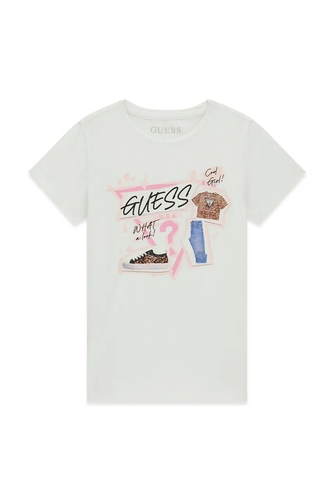 Guess tricou pentru copii, din bumbac cu elastan alb J6YI02 K3667
