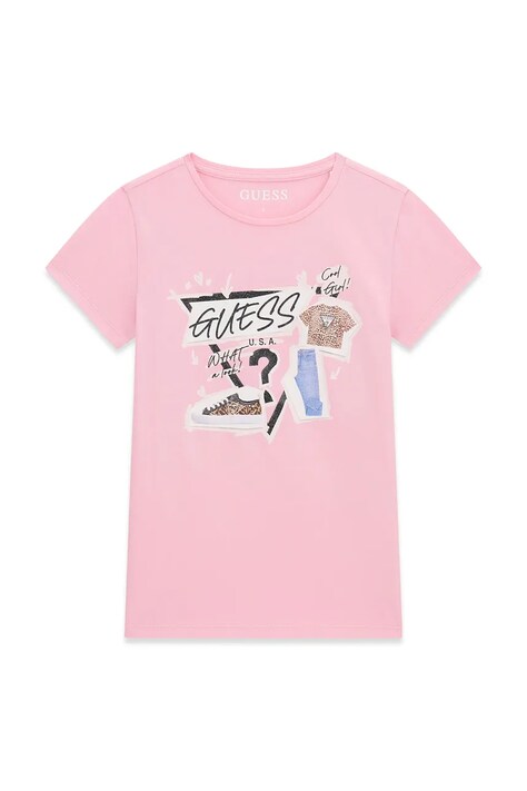 Guess tricou pentru copii, din bumbac cu elastan roz J6YI02 K3667