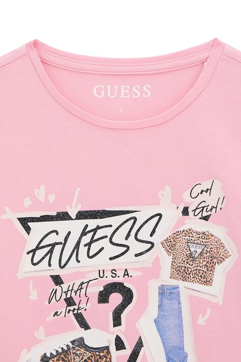 Guess tricou pentru copii, din bumbac cu elastan roz J6YI02 K3667