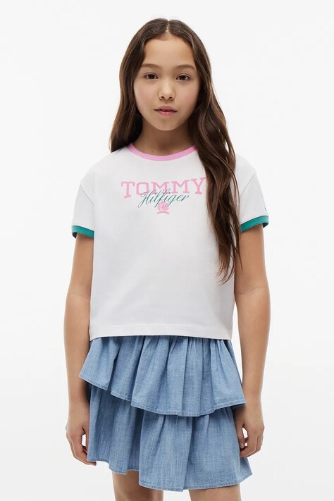 Tommy Hilfiger тениска за деца от памук бяла KG0KG09459