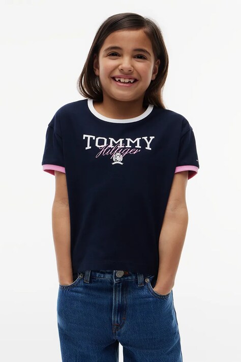 Tommy Hilfiger T-shirt dziecięcy bawełniany niebieski KG0KG09459