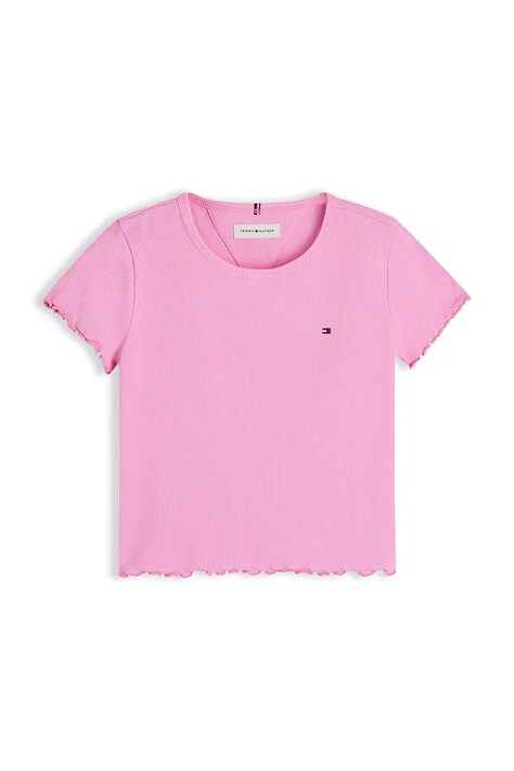 Tommy Hilfiger T-shirt dziecięcy z bawełną różowy KG0KG08590