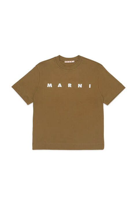 Marni T-shirt dziecięcy bawełniany brązowy M002MV