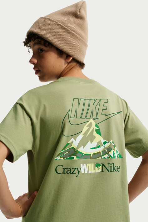 Nike Тениска за деца от памук Nike Sportswear зелена IX6077
