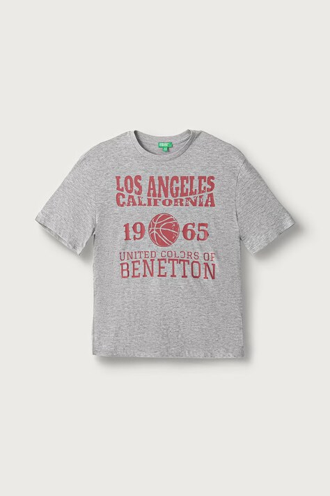 United Colors of Benetton T-shirt dziecięcy bawełniany szary 3I1XC10UE
