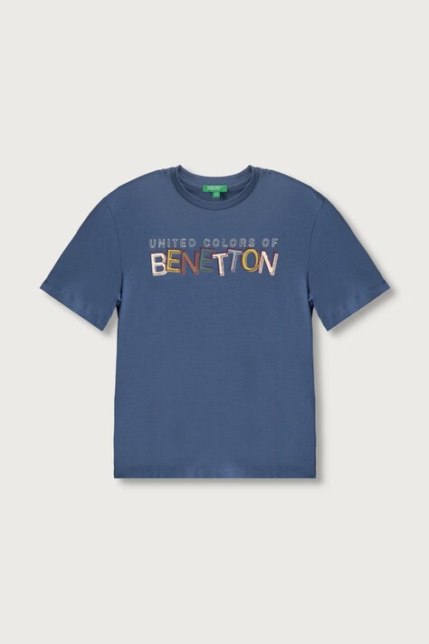 United Colors of Benetton T-shirt dziecięcy bawełniany niebieski 3I1XC10UE