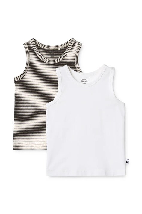 Liewood Top detský bavlnený s elastanom Faris Tank Top 2-pack biely LW20784