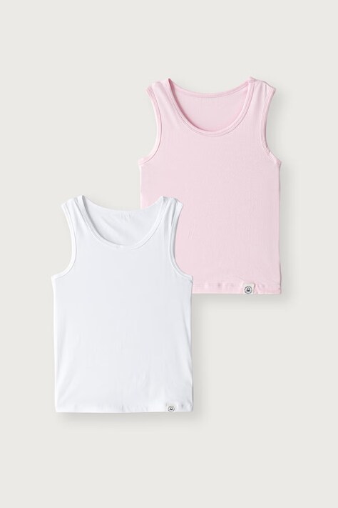 United Colors of Benetton Τοπ παιδικό βαμβακερό με ελαστάν 2-pack ροζ 3G680H00R