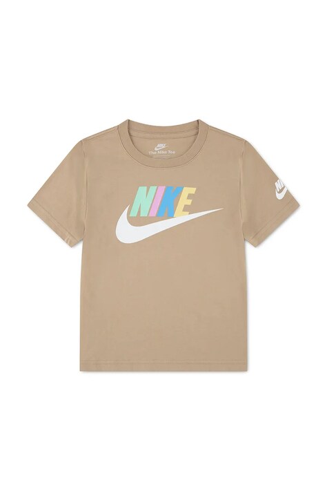 Nike T-shirt dziecięcy z bawełną beżowy 86J575