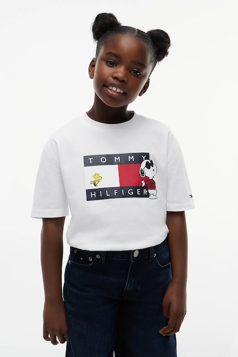 Tommy Hilfiger Tričko detské bavlnené x Peanuts biele KS0KS00766