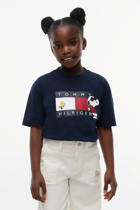 Tommy Hilfiger T-shirt dziecięcy bawełniany x Peanuts granatowy KS0KS00766