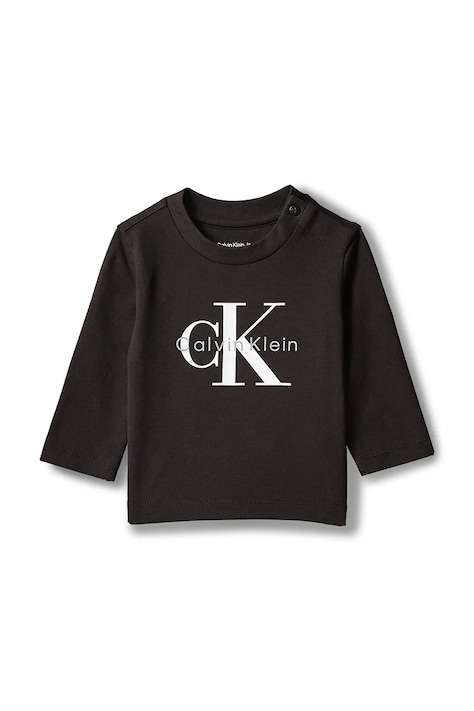 Calvin Klein Jeans Longsleeve niemowlęcy bawełniany z elastanem czarny LVCKFJA49N