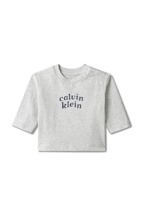 Calvin Klein Jeans Longsleeve niemowlęcy bawełniany z elastanem szary LVCKFJA10N