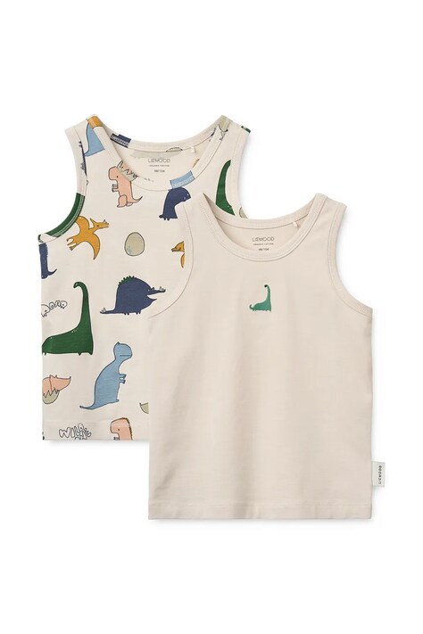 Liewood Bokserka dziecięca bawełniana z elastanem Faris Printed Tank Top 2-pack beżowa LW20660