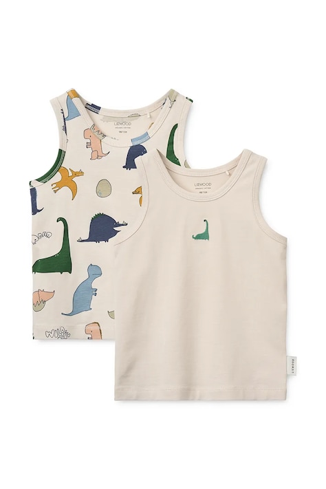 Liewood Bokserka dziecięca bawełniana z elastanem Faris Printed Tank Top 2-pack beżowa LW20660