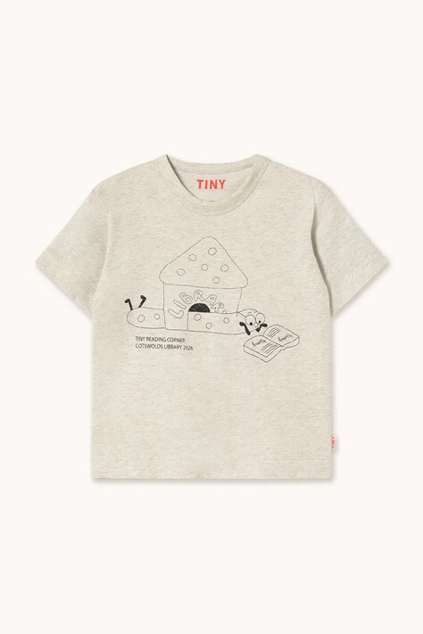Tinycottons gyerek pamut póló LIBRARY GRAPHIC TEE bézs AW26-409