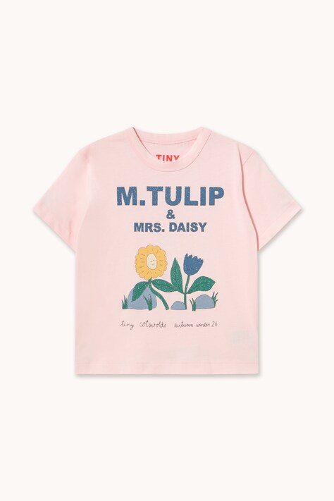 Tinycottons T-shirt dziecięcy bawełniany TULIP & DAISY GRAPHIC TEE różowy AW26-422