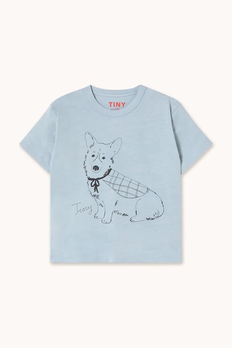 Tinycottons gyerek pamut póló TINY CORGI GRAPHIC TEE kék AW26-419