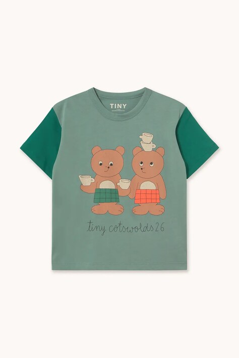 Tinycottons gyerek pamut póló TINY TEA ROOM GRAPHIC TEE zöld AW26-416