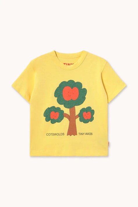 Tinycottons gyerek pamut póló TREE GRAPHIC TEE sárga AW26-413