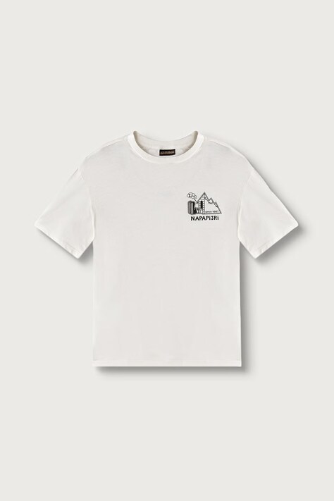 Napapijri T-shirt dziecięcy bawełniany S-ACADIA SS beżowy NP0A8B3JN1A1