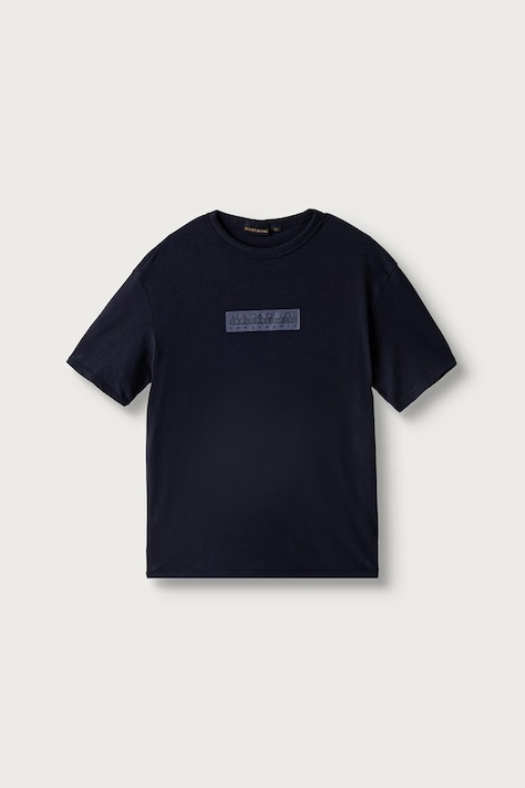Napapijri T-shirt dziecięcy bawełniany S-NEW BOX LOGO SS granatowy NP0A4IFY1761