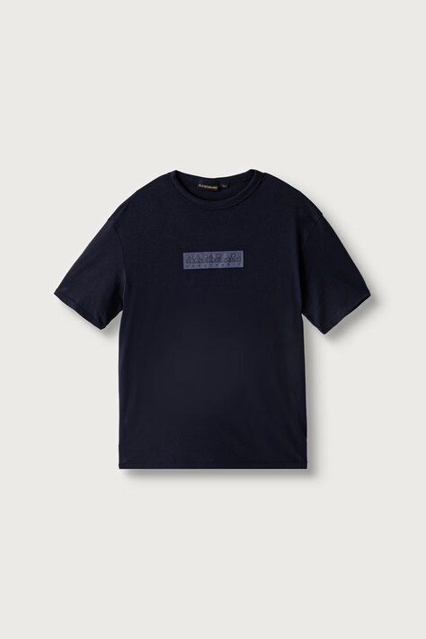 Napapijri T-shirt dziecięcy bawełniany S-NEW BOX LOGO SS granatowy NP0A4IFY1761