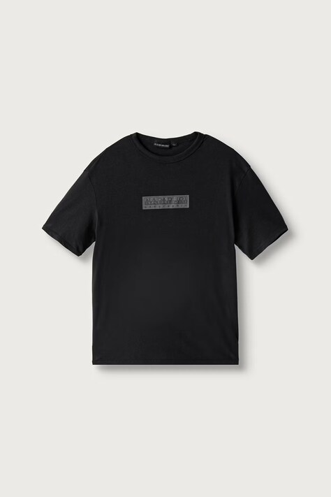 Napapijri T-shirt dziecięcy bawełniany S-NEW BOX LOGO SS granatowy NP0A4IFY9411