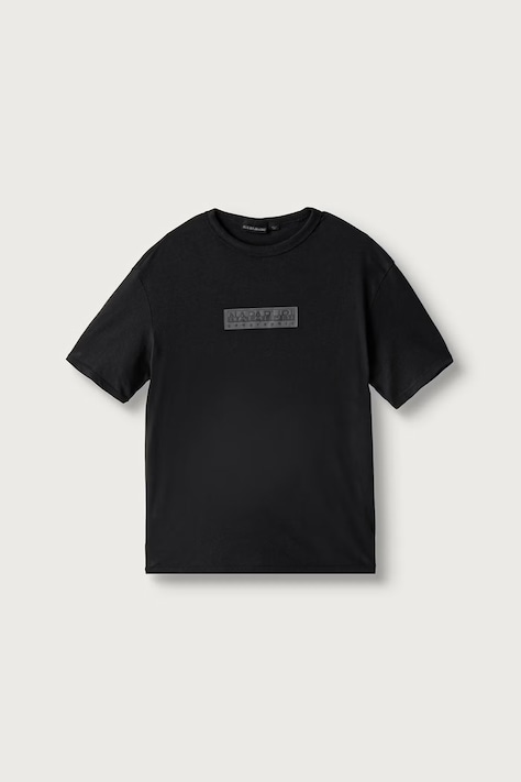 Napapijri T-shirt dziecięcy bawełniany S-NEW BOX LOGO SS granatowy NP0A4IFY9411
