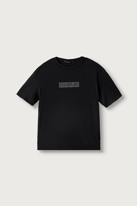 Napapijri T-shirt dziecięcy bawełniany S-NEW BOX LOGO SS granatowy NP0A4IFY9411