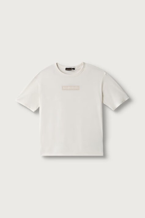 Napapijri T-shirt dziecięcy bawełniany S-NEW BOX LOGO SS beżowy NP0A4IFYN1A1